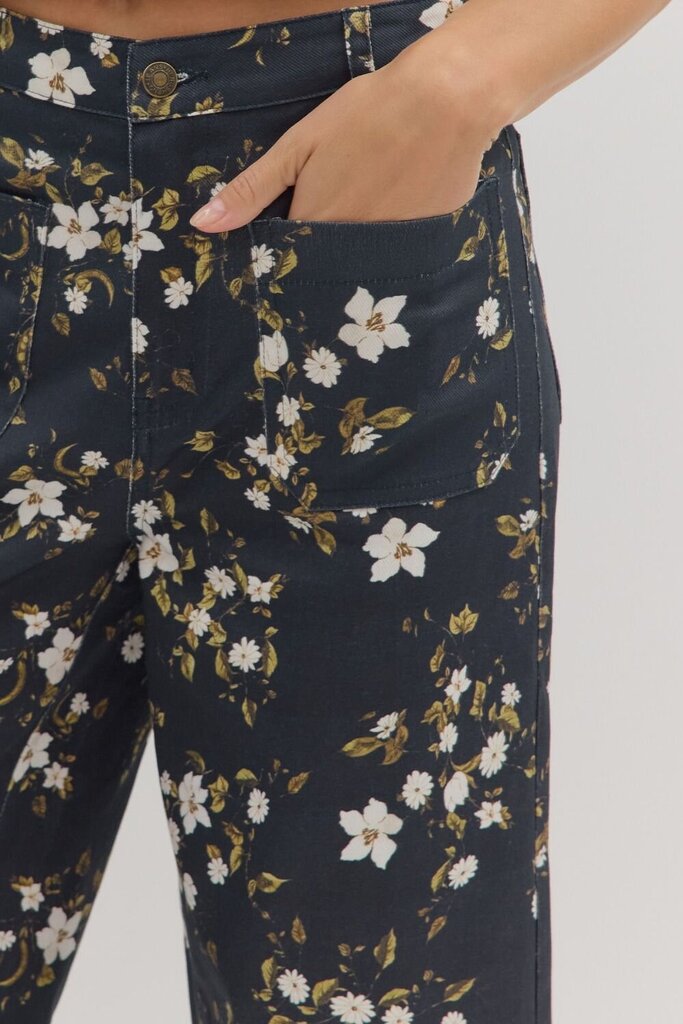 AMARA BLACK FLORAL HIGH WAIST WIDE PANTS