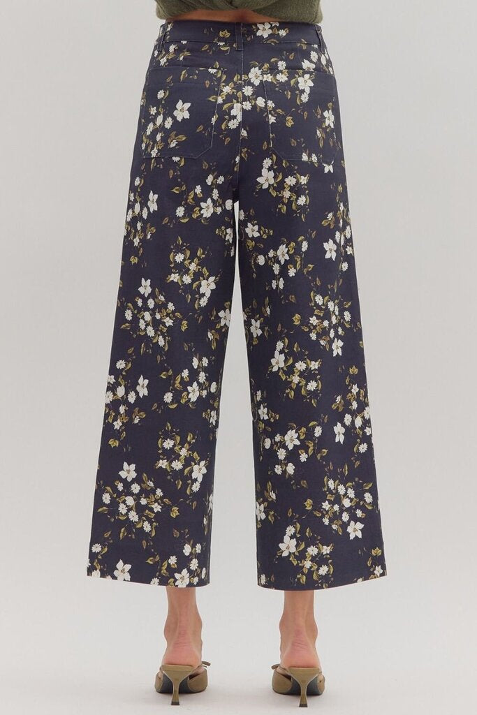 AMARA BLACK FLORAL HIGH WAIST WIDE PANTS