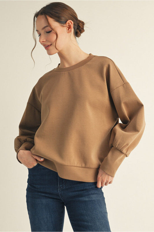 CECELIA MOCHA SUPER COMFY SCUBA TOP