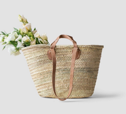 ALFIE LEATHER STRAW TOTE